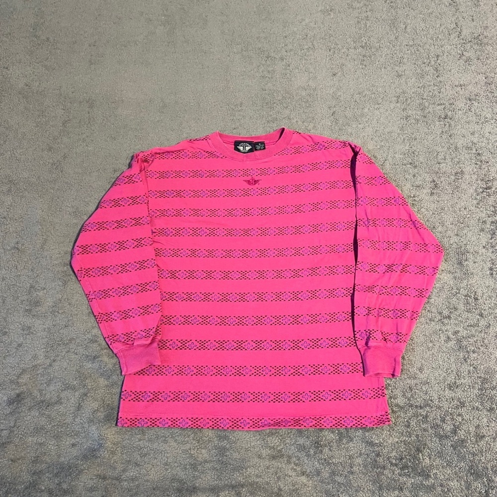 Vintage Dockers Levi Strauss Pink Geometric Floral Long Sleeve Shirt Womens M